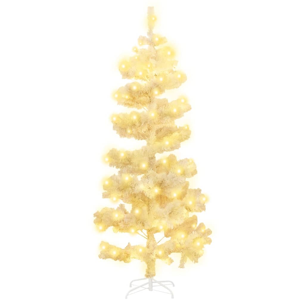 vidaXL Spirálový vánoční stromek s LED a stojanem bílý 180 cm PVC