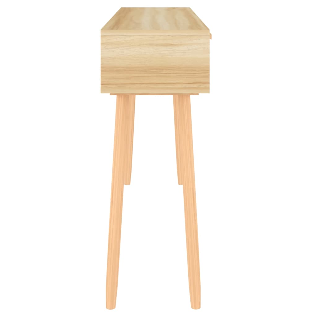 vidaXL Konzolový stolek hnědý 105x30x75 cm borovice a přírodní ratan