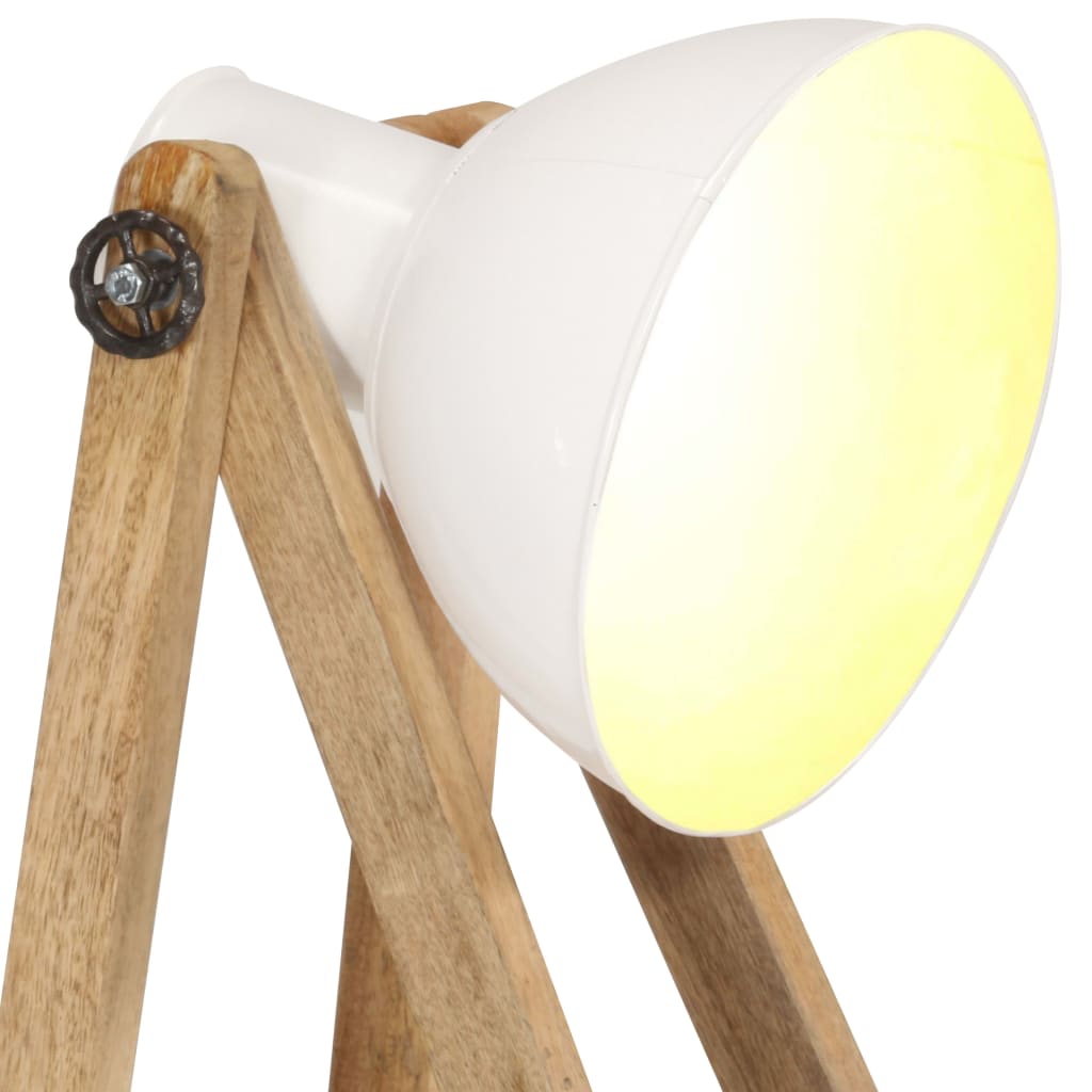 vidaXL Stojací lampa bílá E27 masivní mangovníkové dřevo