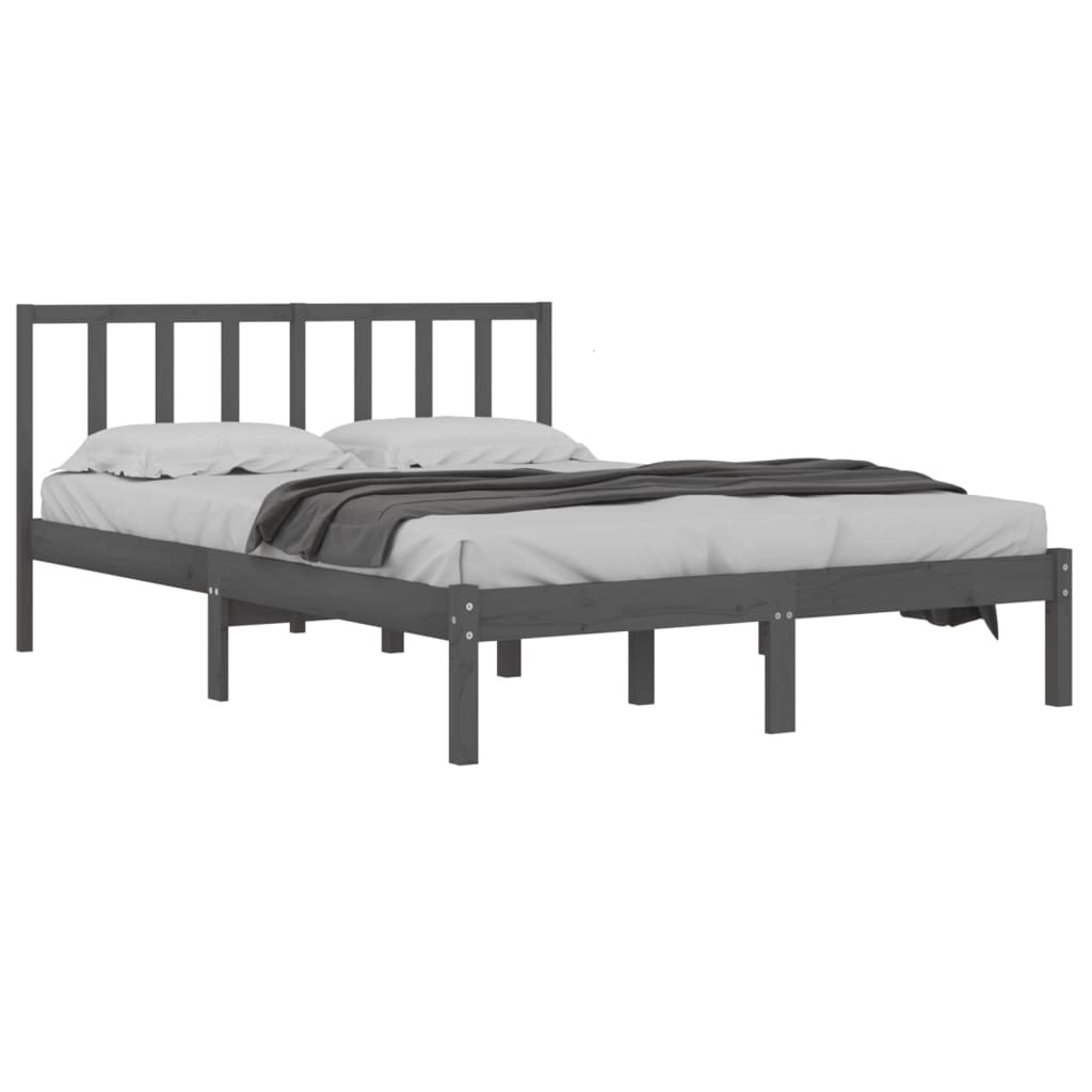 vidaXL Rám postele šedý masivní borovice 135 x 190 cm Double