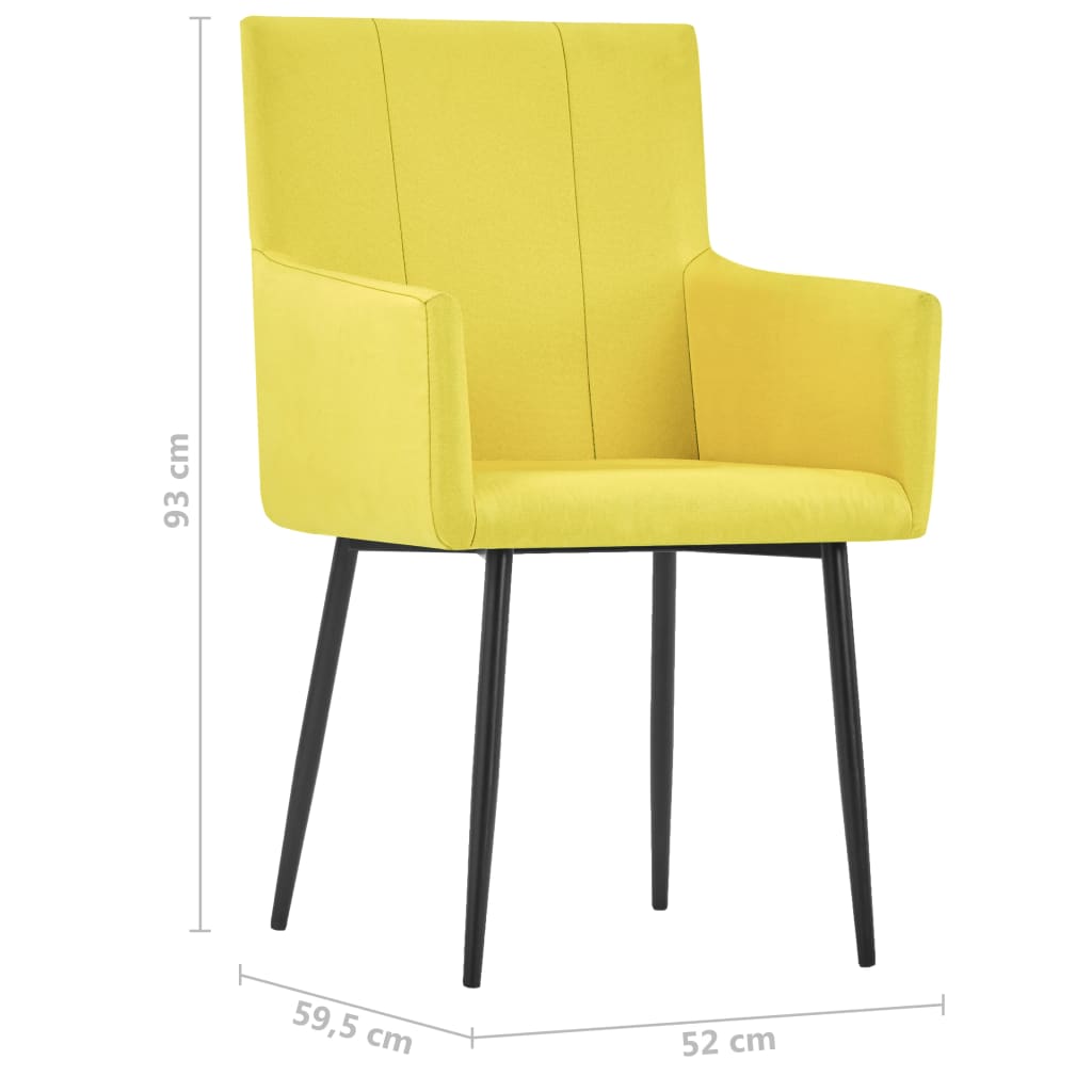 vidaXL Jídelní židle s područkami 4 ks žluté textil