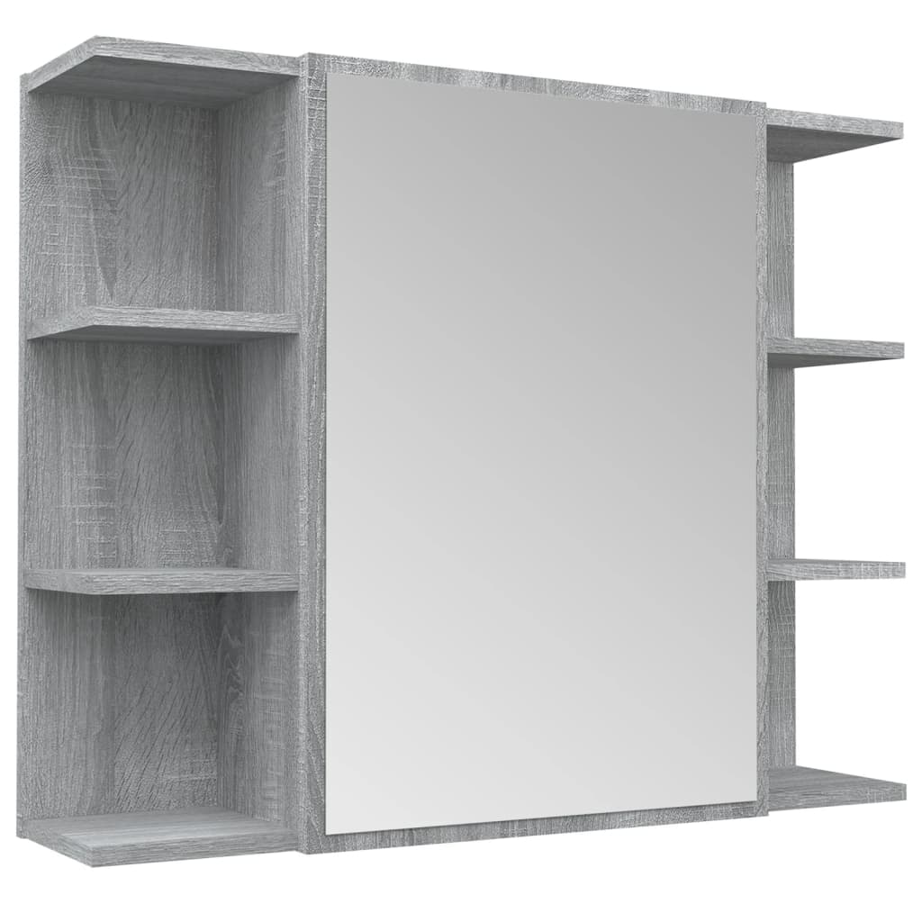 vidaXL Koupelnová zrcadlová skříňka šedá sonoma 80x20,5x64 cm kompozit
