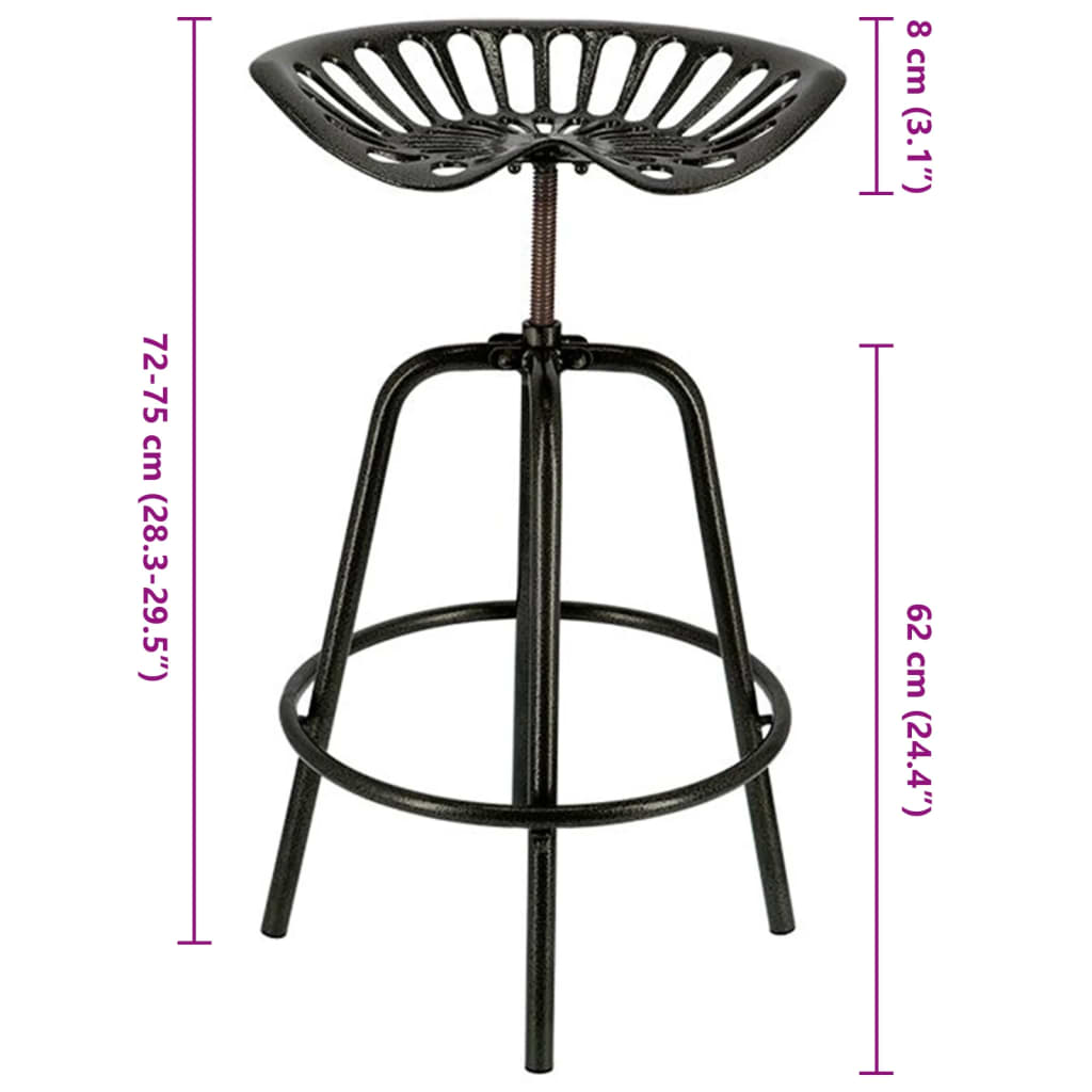 Esschert Design Barová stolička traktorové sedátko černá