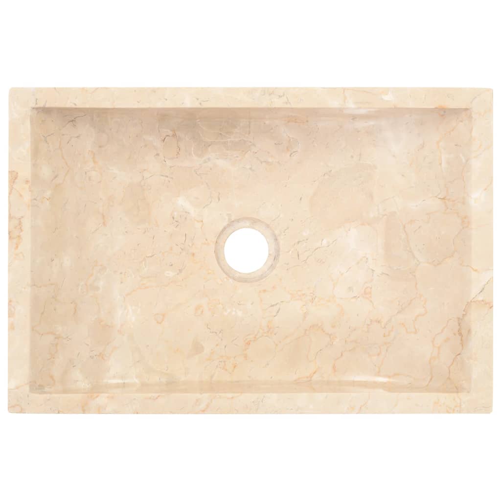 vidaXL Koupelnová skříňka s umyvadly z krémového mramoru masivní teak