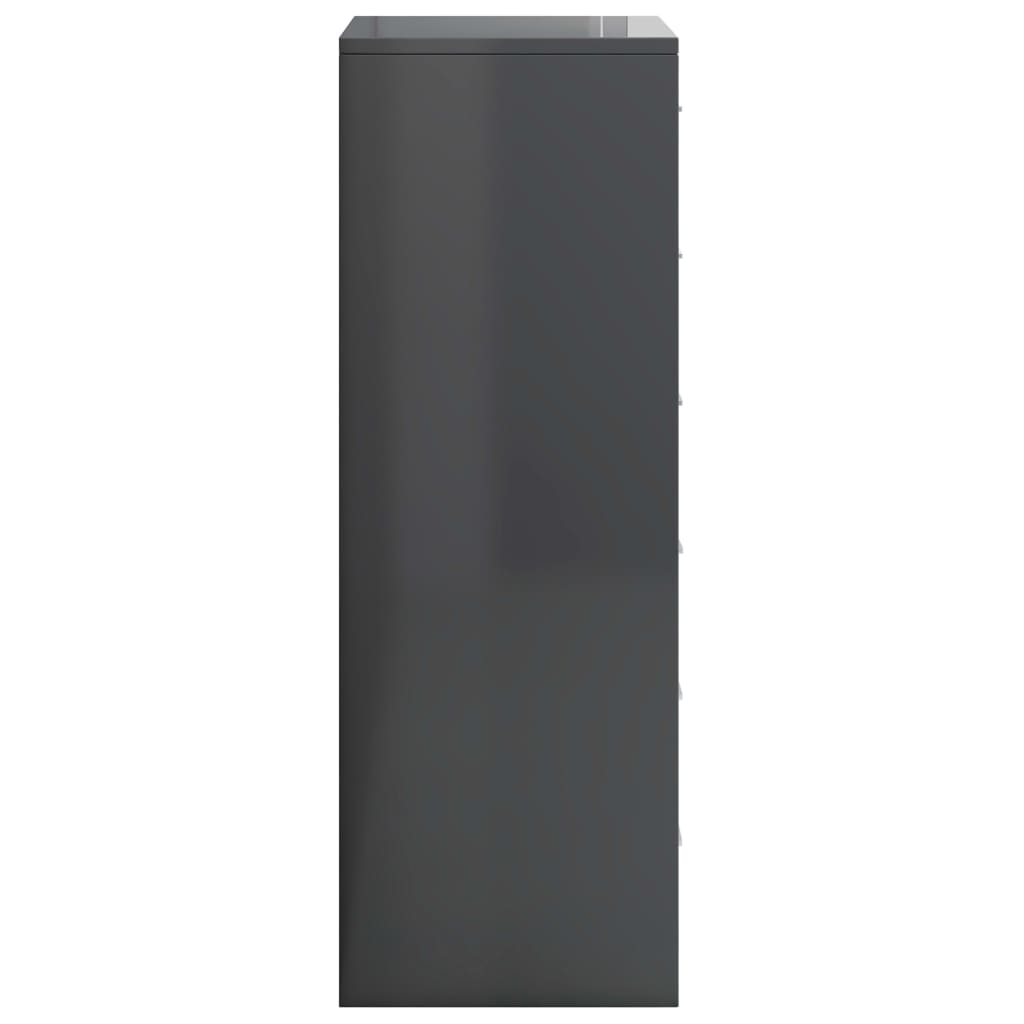 vidaXL Příborník se 6 zásuvkami šedý s leskem 50x34x96 cm dřevotříska