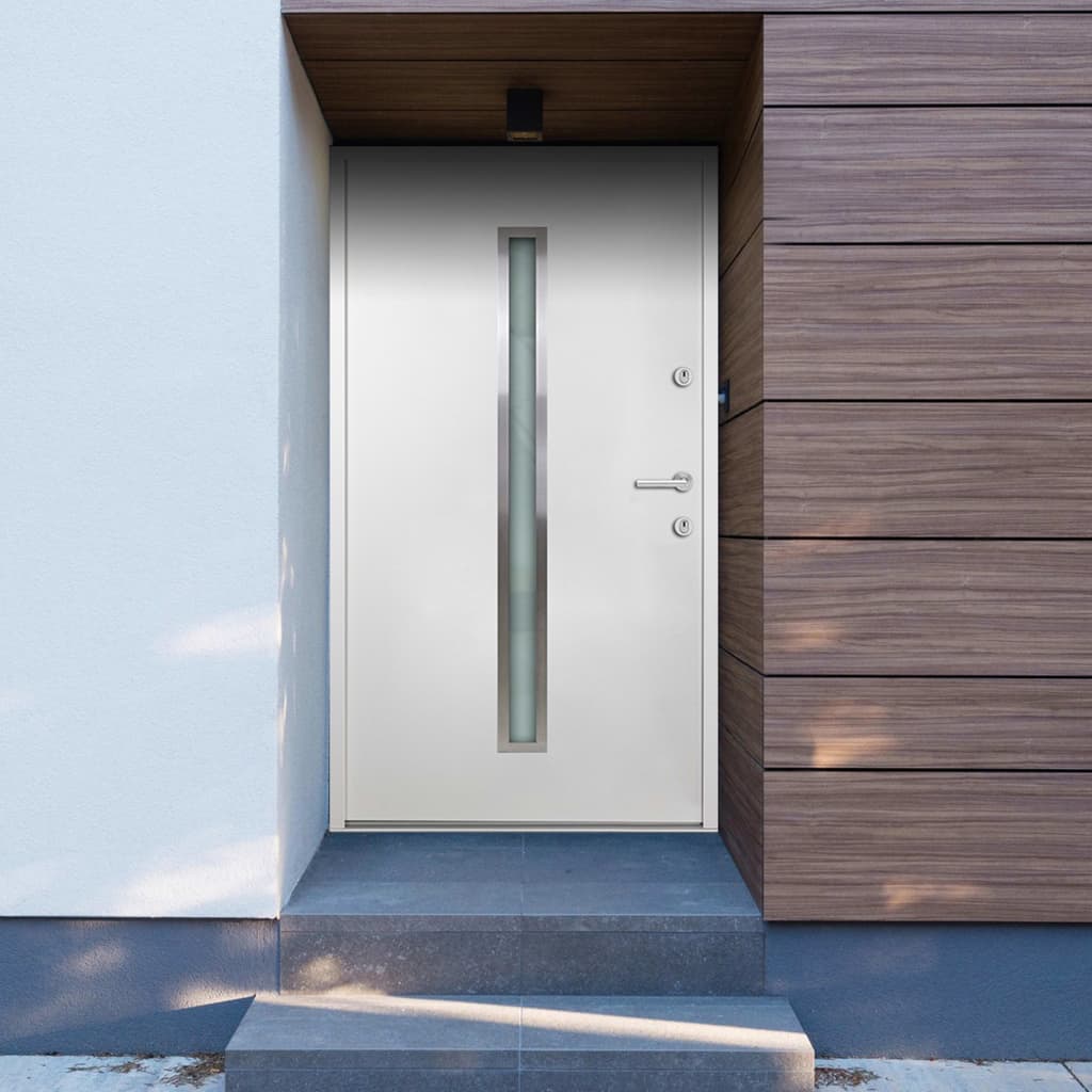 vidaXL Hliníkové vchodové dveře bílé 90 x 200 cm