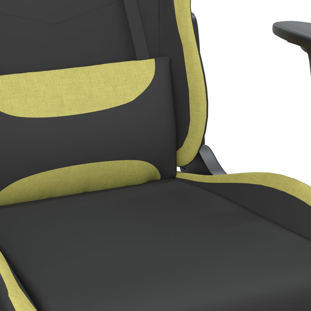 vidaXL Masážní herní židle s podnožkou černá a světle zelená textil