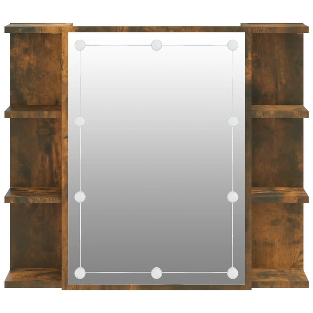 vidaXL Zrcadlová skříňka s LED kouřový dub 70 x 16,5 x 60 cm