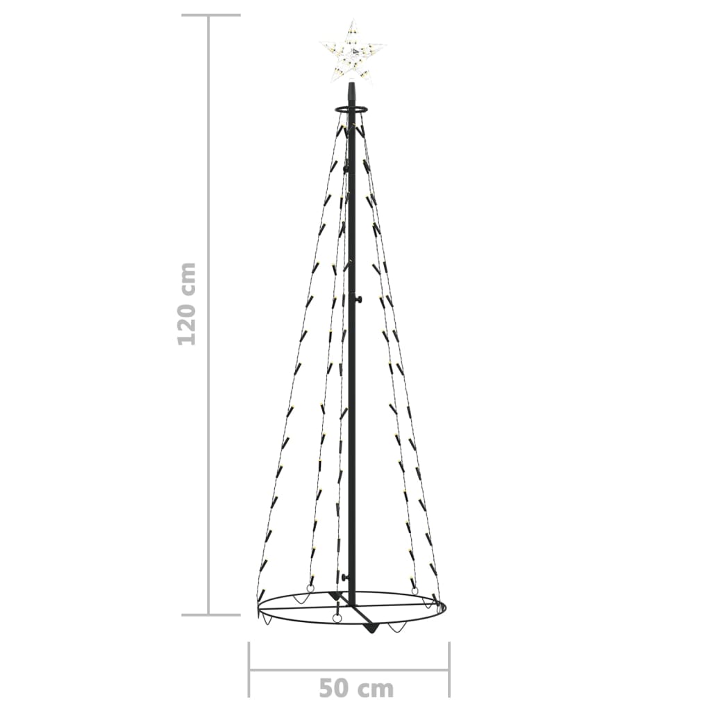 vidaXL Vánoční stromek kužel 70 teplých bílých LED diod 50 x 120 cm