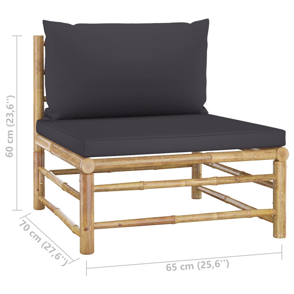 vidaXL 5dílná zahradní sedací souprava + tmavě šedé podušky bambus