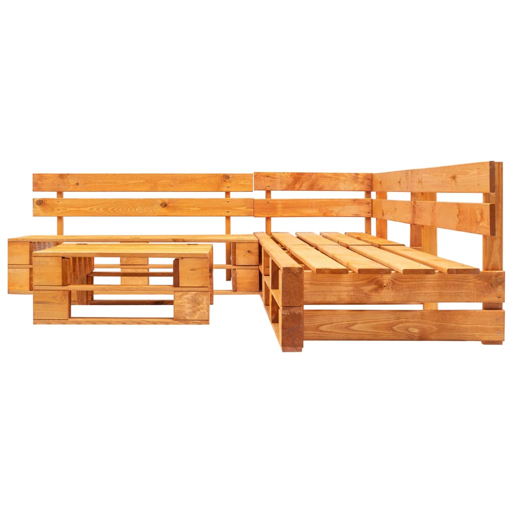 vidaXL 4dílná zahradní sedací souprava z palet dřevo medově hnědá