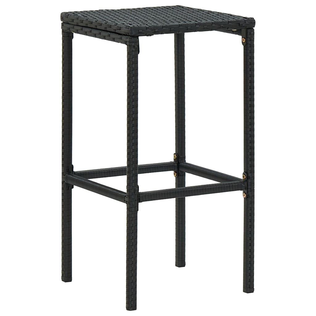 vidaXL Barové stoličky s poduškami 2 ks černé polyratan