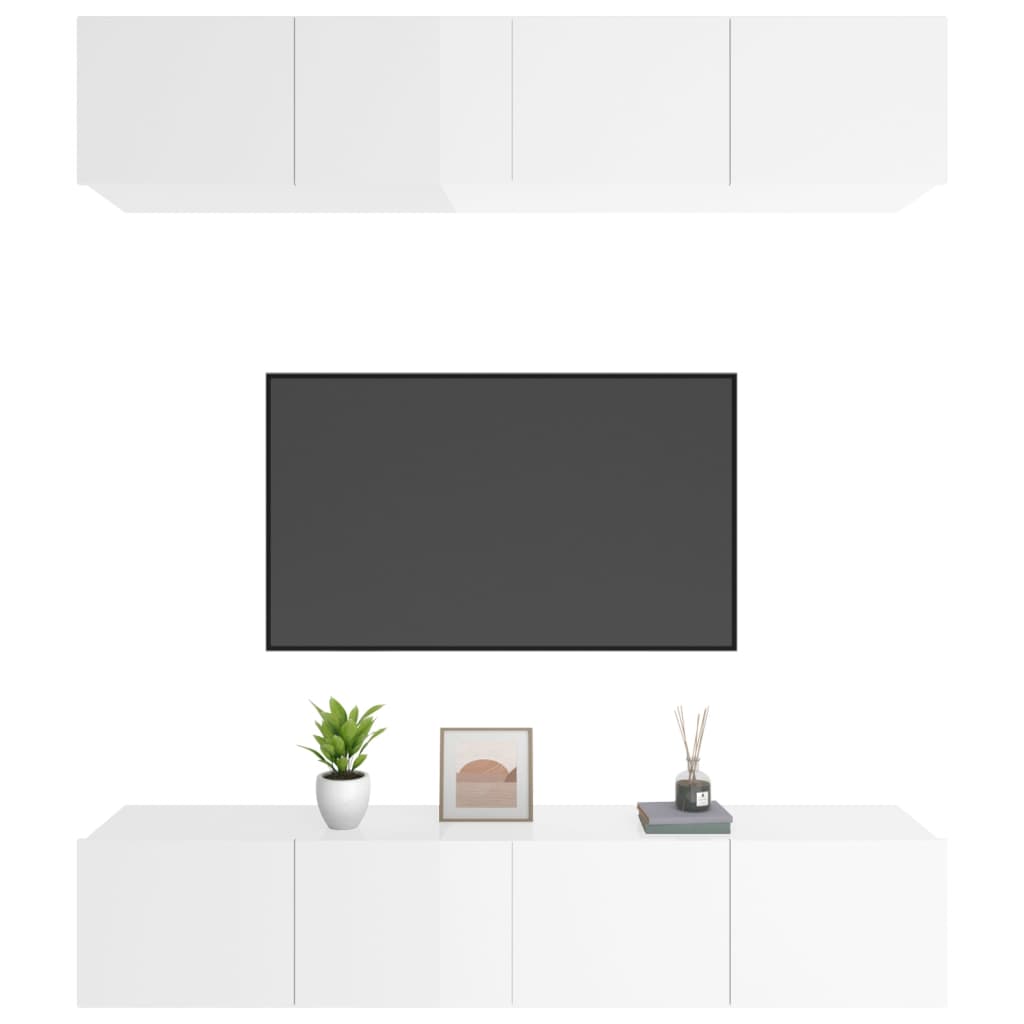 vidaXL TV skříňky 4 ks bílé vysoký lesk 80x30x30 cm kompozitní dřevo