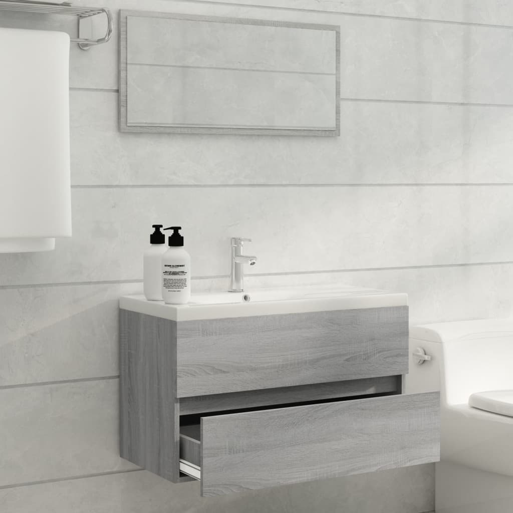 vidaXL 2dílný set koupelnového nábytku šedý sonoma kompozitní dřevo