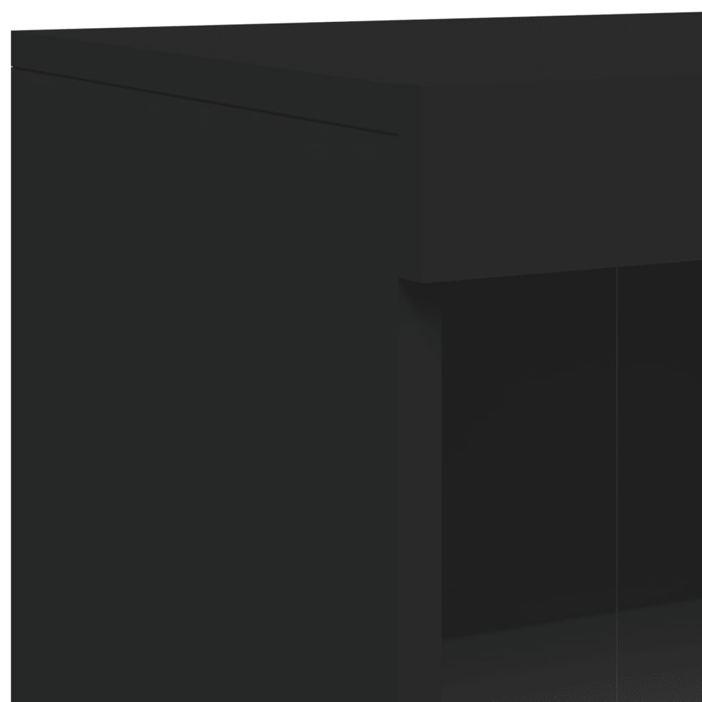 vidaXL Odkládací skříňka s LED osvětlením černá kompozitní dřevo