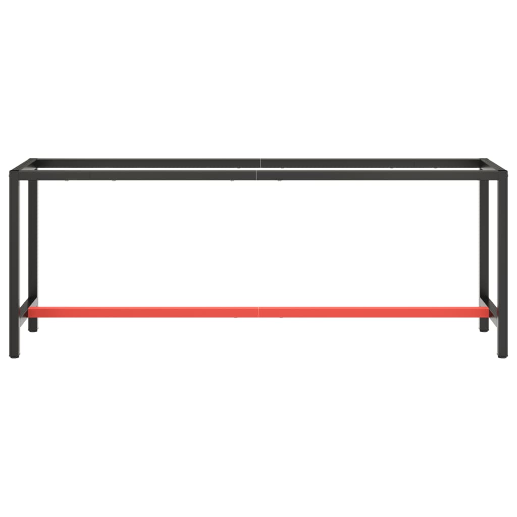 vidaXL Rám pracovního stolu matně černý a červený 210 x 50 x 79 cm kov