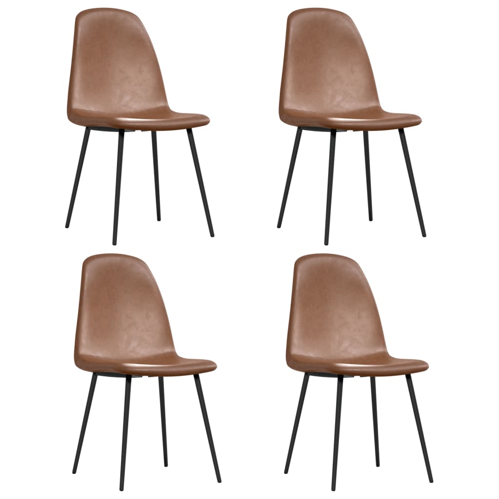 vidaXL Jídelní židle 4 ks 45 x 53,5 x 83 cm lesklé hnědé umělá kůže