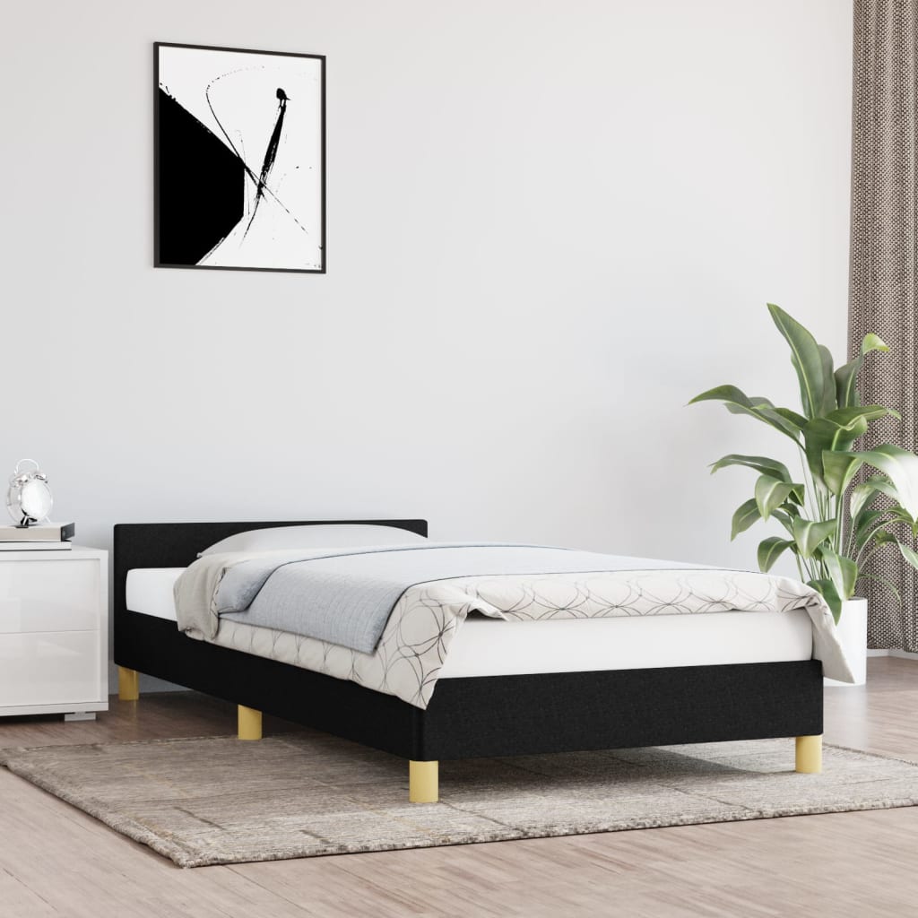 vidaXL Rám postele s čelem černý 100x200 cm textil