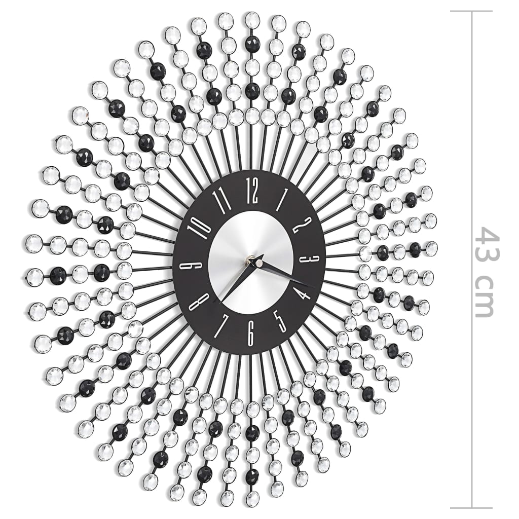 vidaXL Nástěnné hodiny kovové 43 cm černé