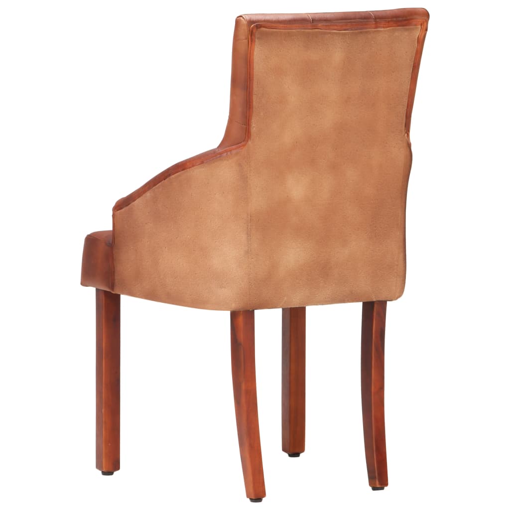 vidaXL Jídelní židle 4 ks hnědé pravá kozí kůže