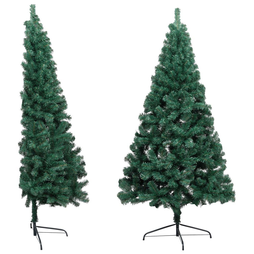 vidaXL Umělý vánoční půl stromek s LED a stojanem zelený 120 cm PVC