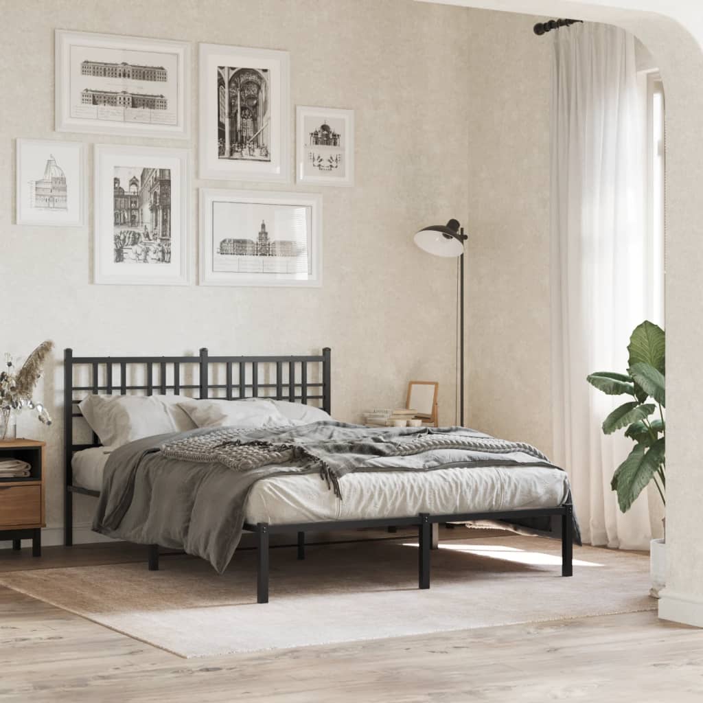 vidaXL Kovový rám postele s čelem černý 135 x 190 cm