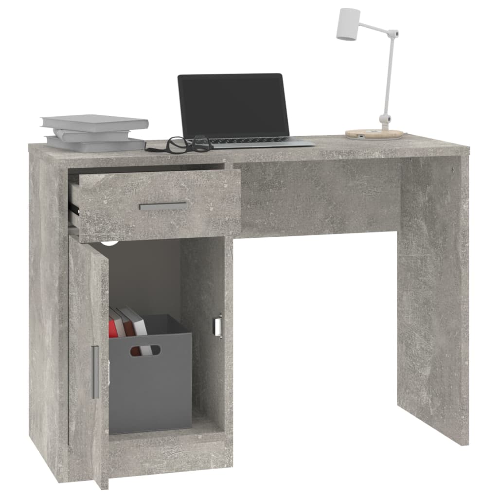 vidaXL Psací stůl zásuvka a skříňka betonově šedý 100x40x73cm kompozit