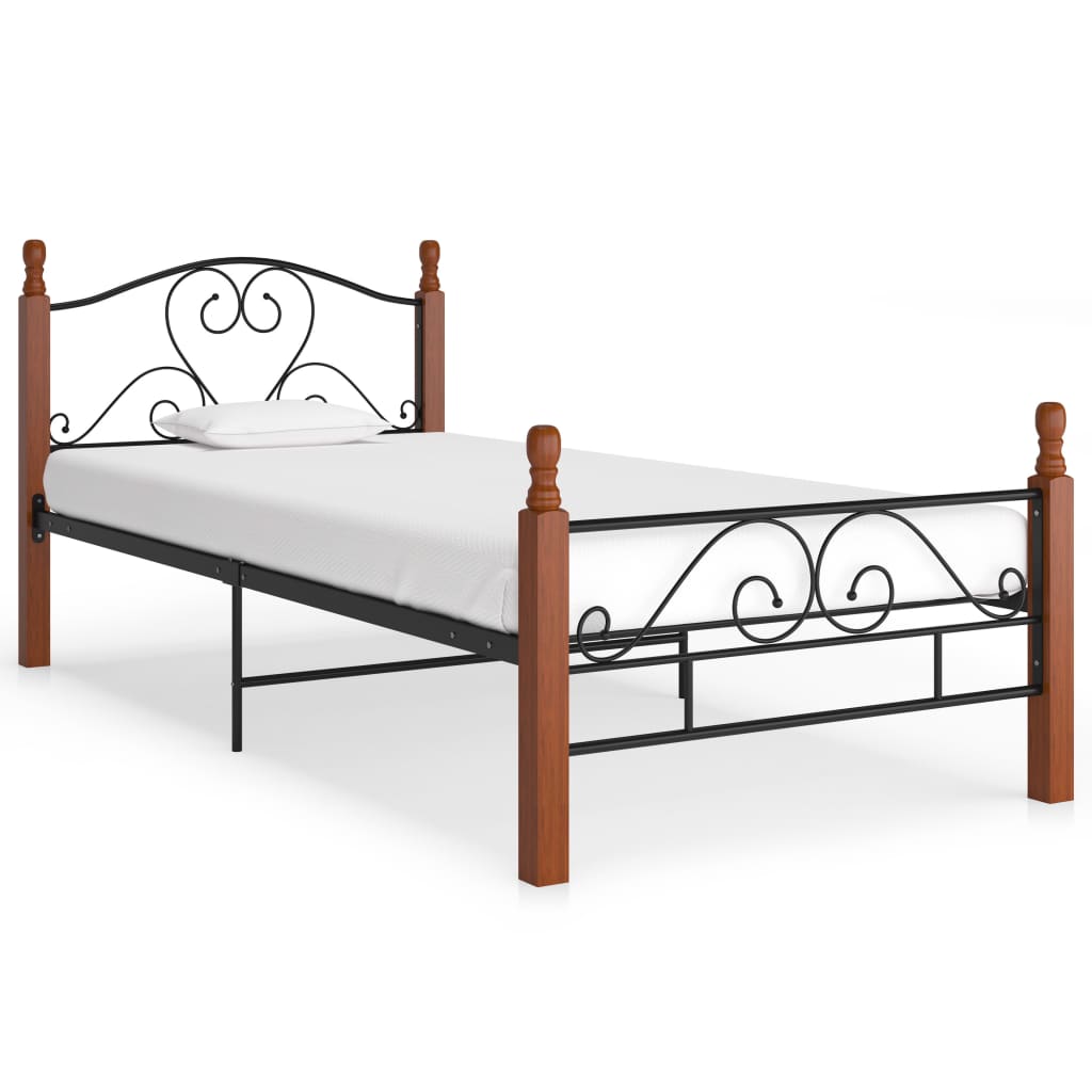 vidaXL Rám postele černý kov 90 x 200 cm