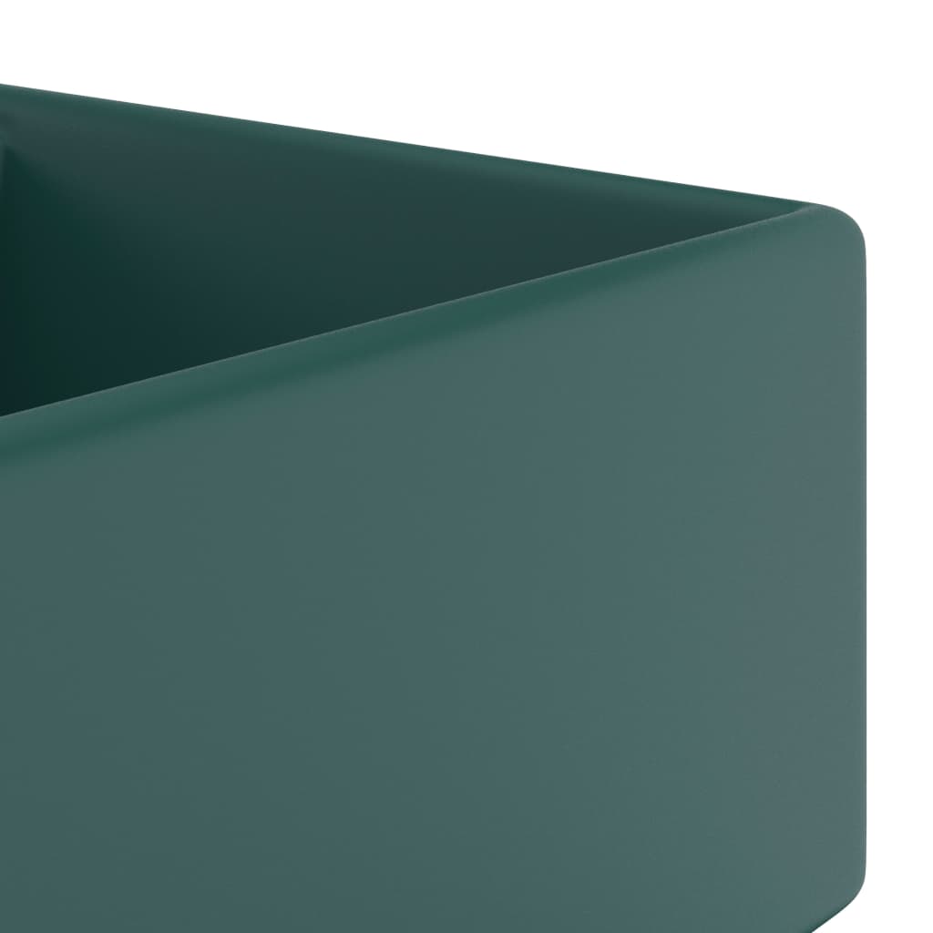 vidaXL Luxusní umyvadlo přepad čtvercové matné tmavě zelené 41x41 cm