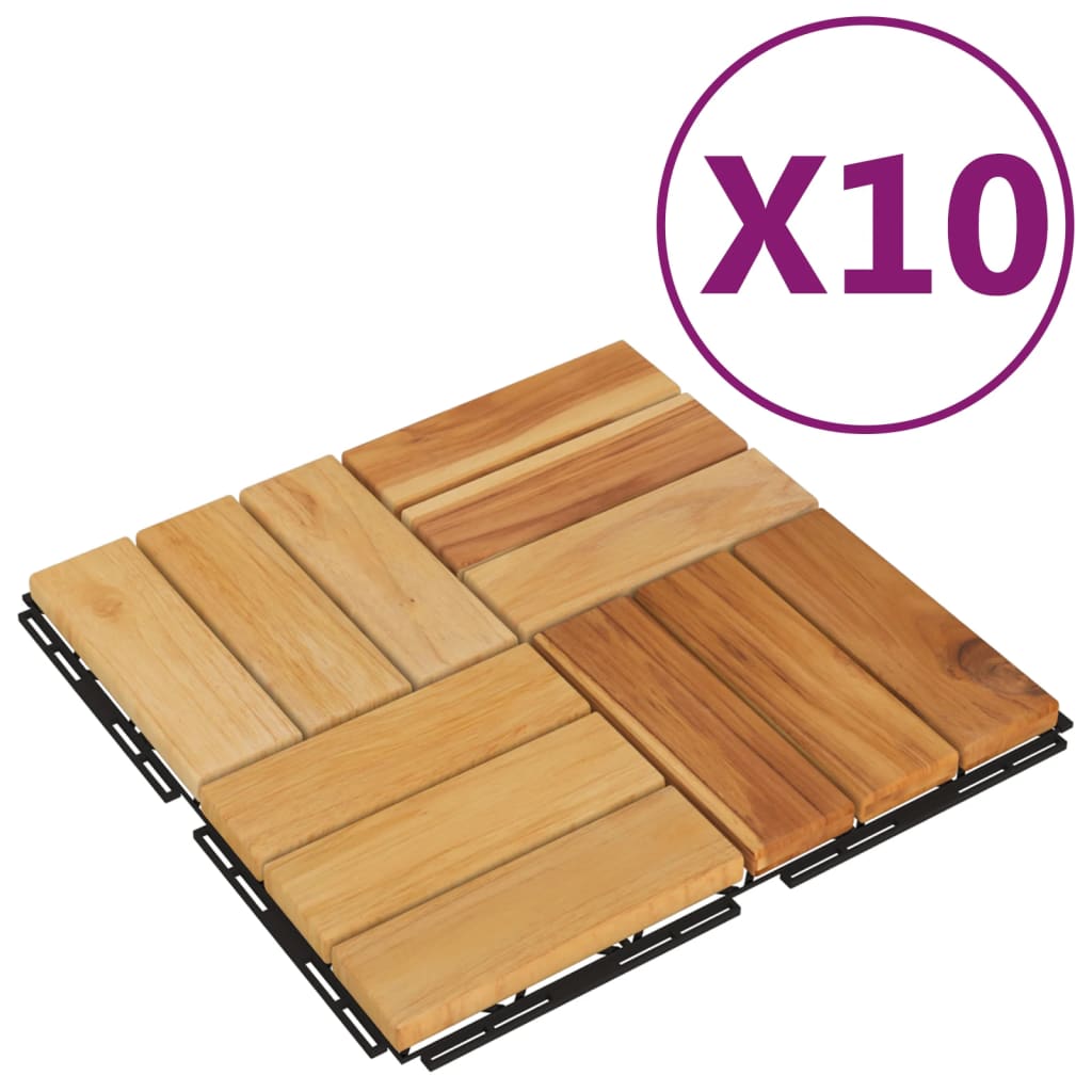 vidaXL Terasové dlaždice 10 ks 30x30 cm masivní teakové dřevo