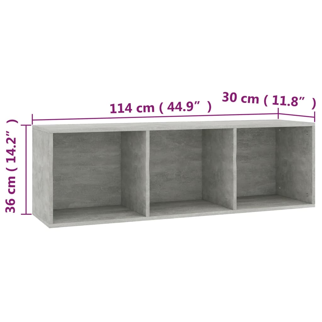 vidaXL Knihovna / TV skříňka betonově šedá 36x30x114 cm dřevotříska