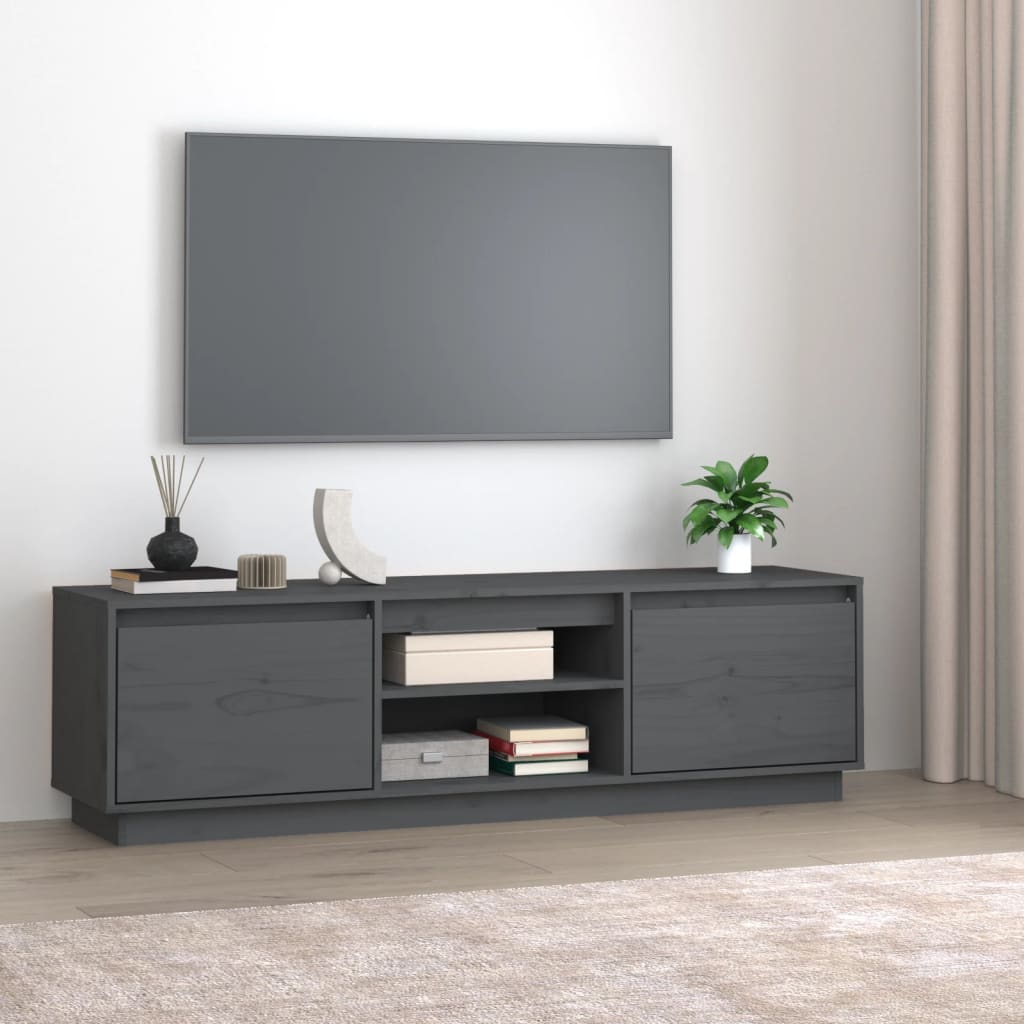 vidaXL TV skříňka šedá 140 x 35 x 40 cm masivní borové dřevo