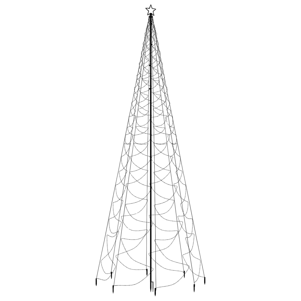 vidaXL Vánoční stromek s kovovým sloupkem 1400 LED diod teplá bílá 5 m