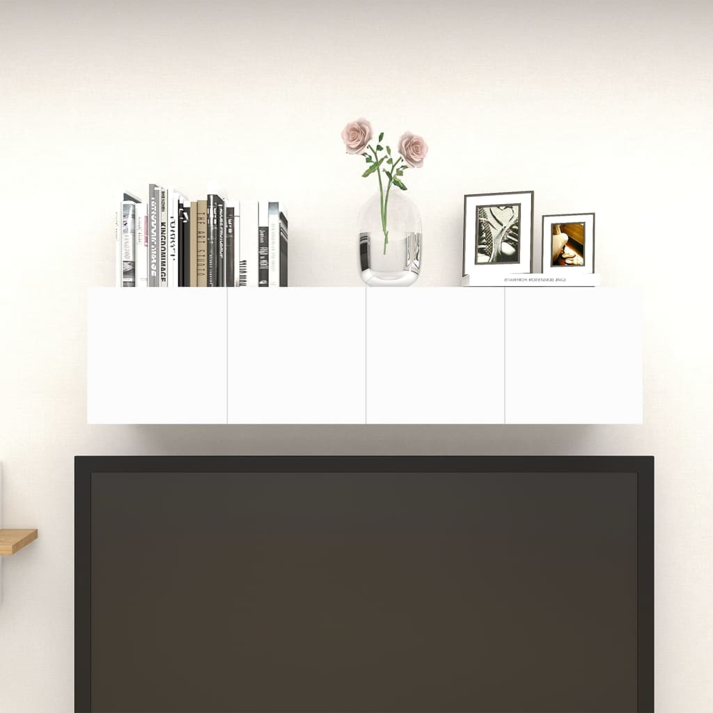 vidaXL Nástěnné TV skříňky 4 ks bílé a dub sonoma 30,5 x 30 x 30 cm