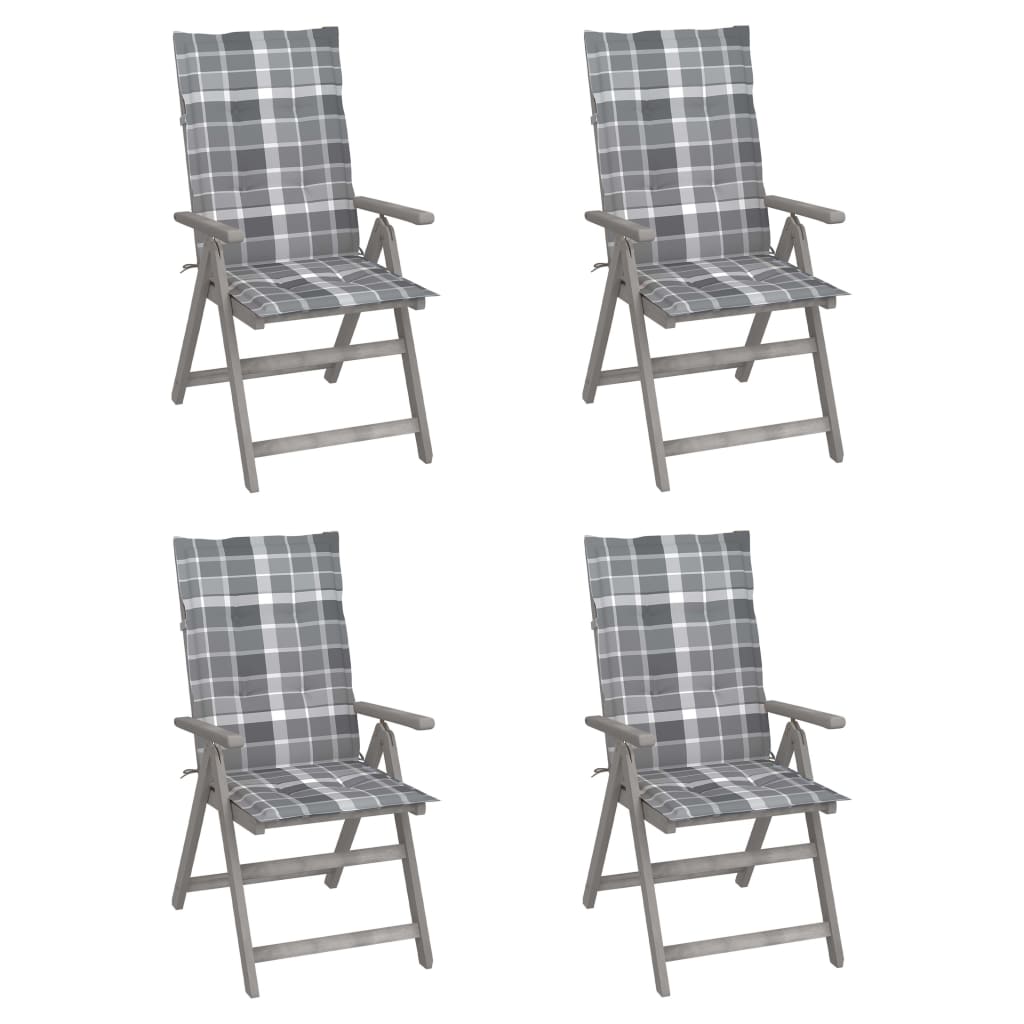vidaXL Zahradní polohovací židle s poduškami 4 ks masivní akácie