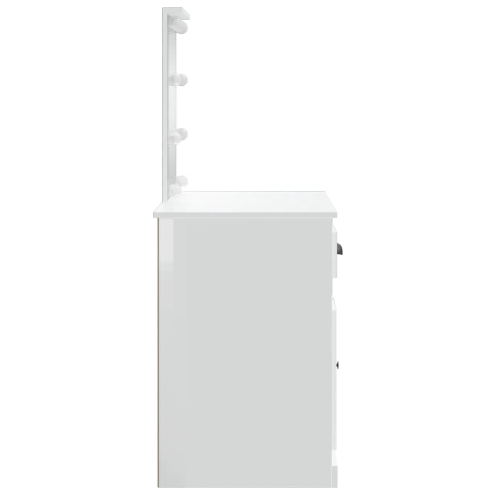 vidaXL Toaletní stolek s LED osvětlením lesklý bílý 90 x 42 x 132,5 cm