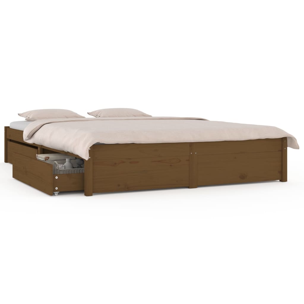 vidaXL Rám postele se zásuvkami medově hnědý 150 x 200 cm King Size