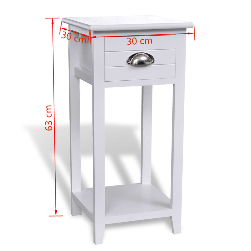 vidaXL Noční stolek s 1 zásuvkou, bílý