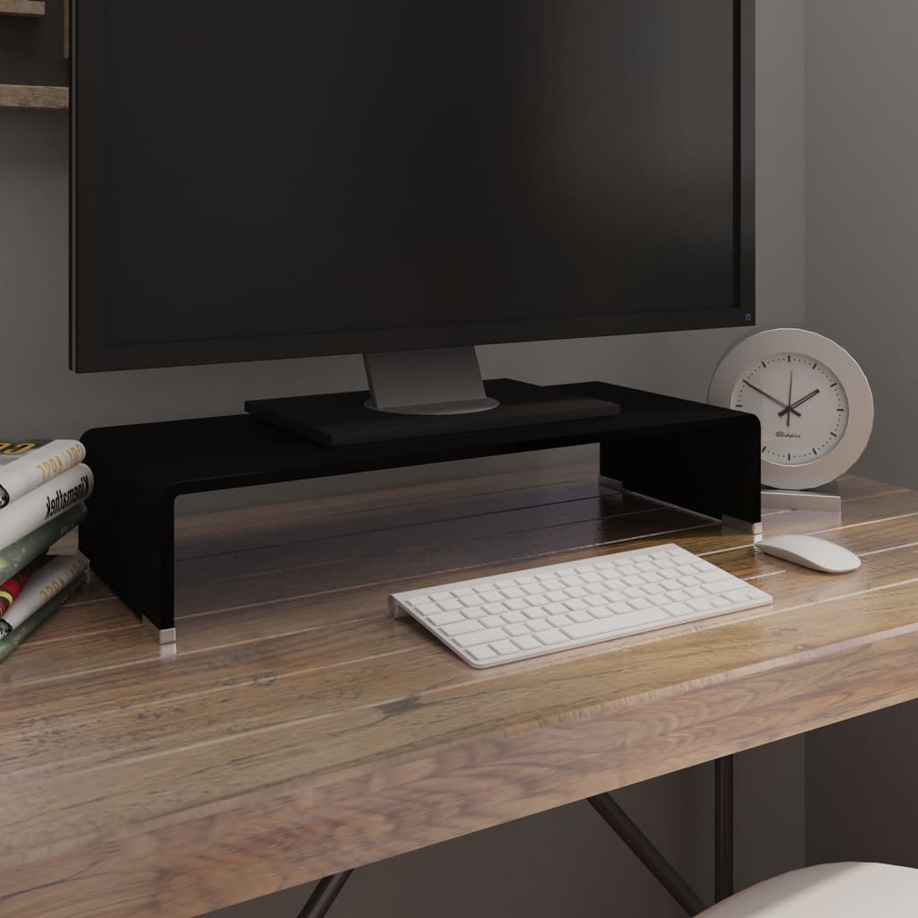 vidaXL TV stolek / podstavec na monitor sklo černý 60x25x11 cm