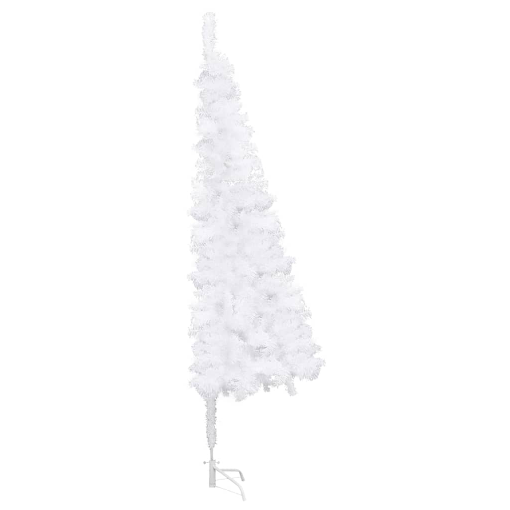 vidaXL Rohový umělý vánoční stromek LED a sada koulí bílý 210 cm PVC