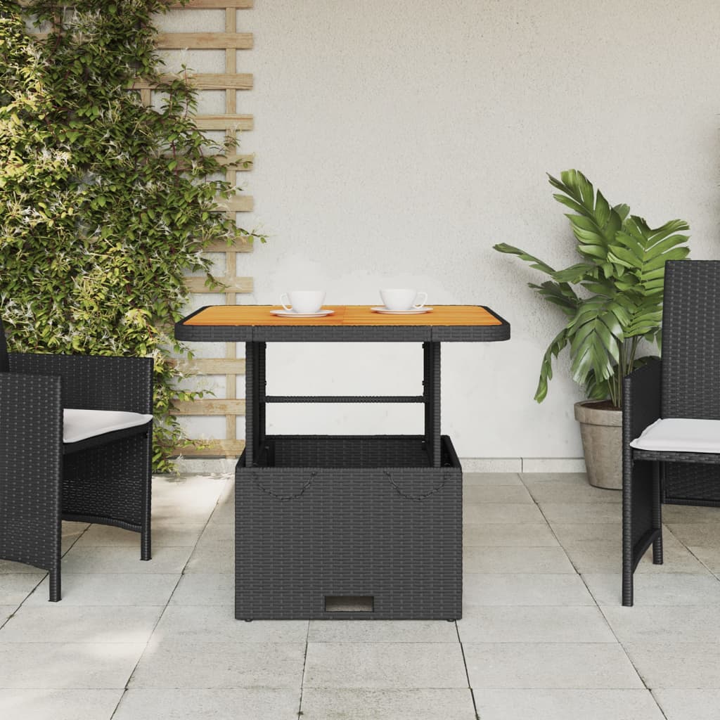 vidaXL Zahradní stolek černý 80 x 80 x 71 cm polyratan a akácie