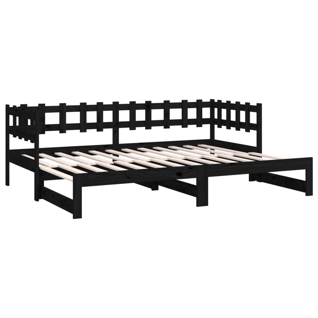 vidaXL Výsuvná postel černá 2x (90 x 190) cm masivní borovice