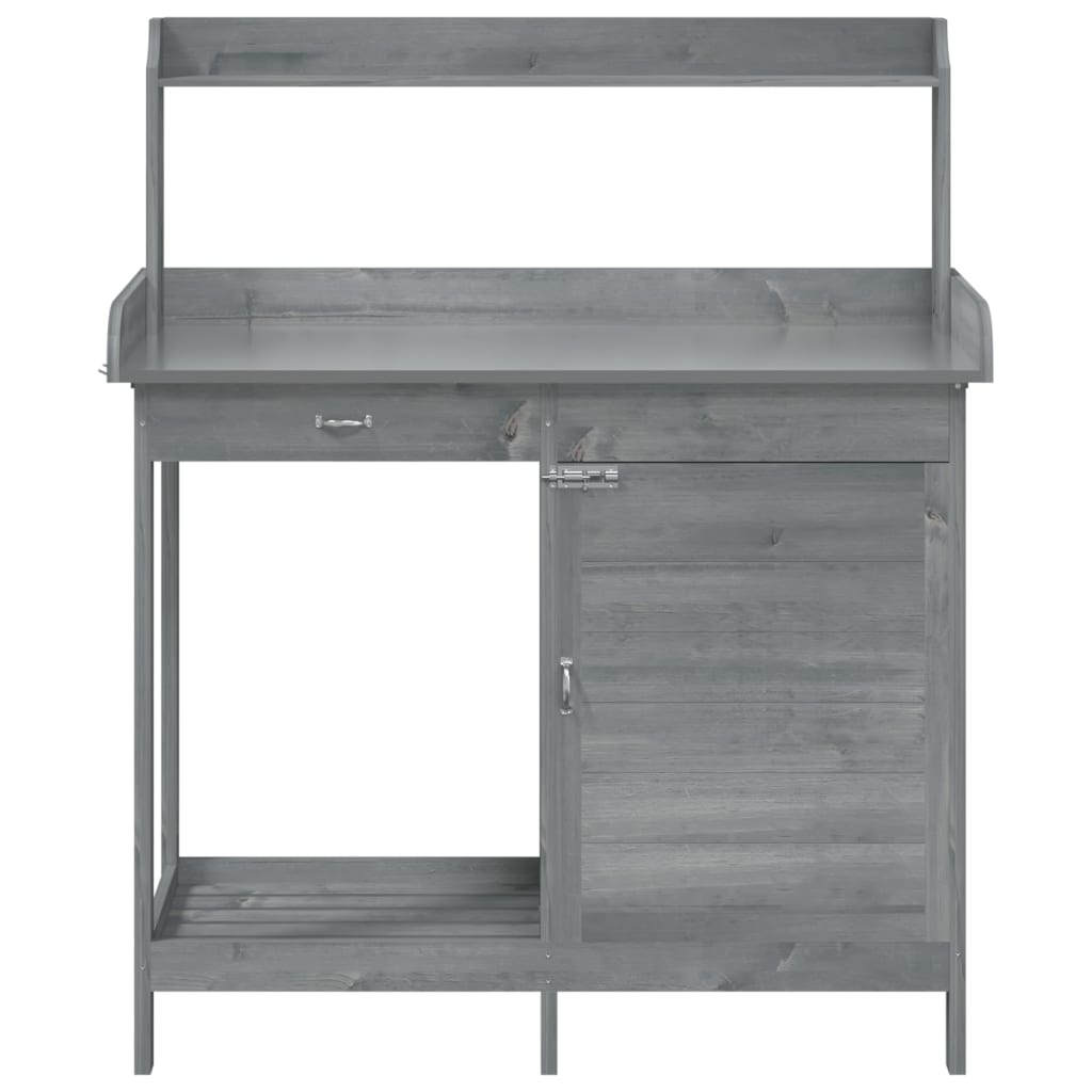 vidaXL Přesazovací stůl se skříňkou šedý 110,5x45x124,5 cm masiv jedle
