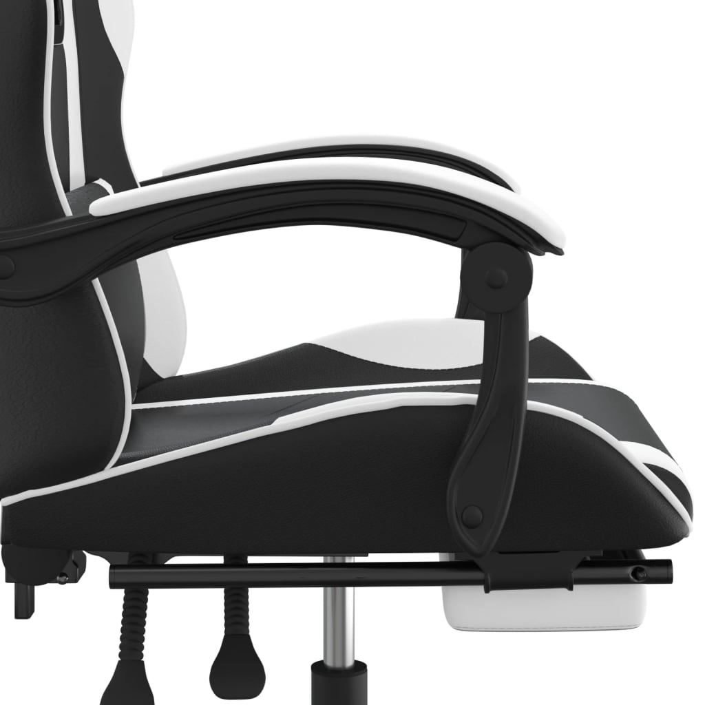 vidaXL Otočná herní židle s podnožkou černá a bílá umělá kůže