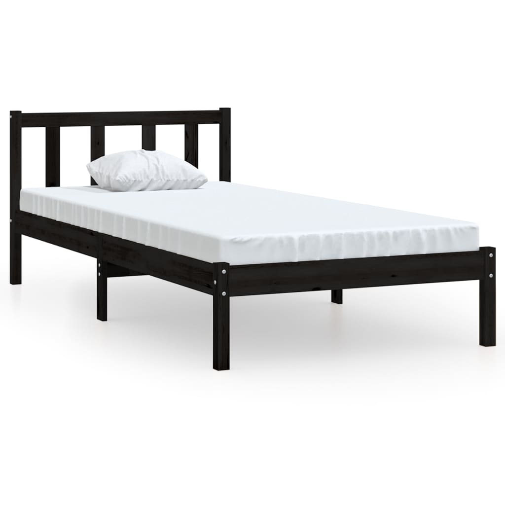 vidaXL Rám postele černý masivní borové dřevo 90 x 200 cm