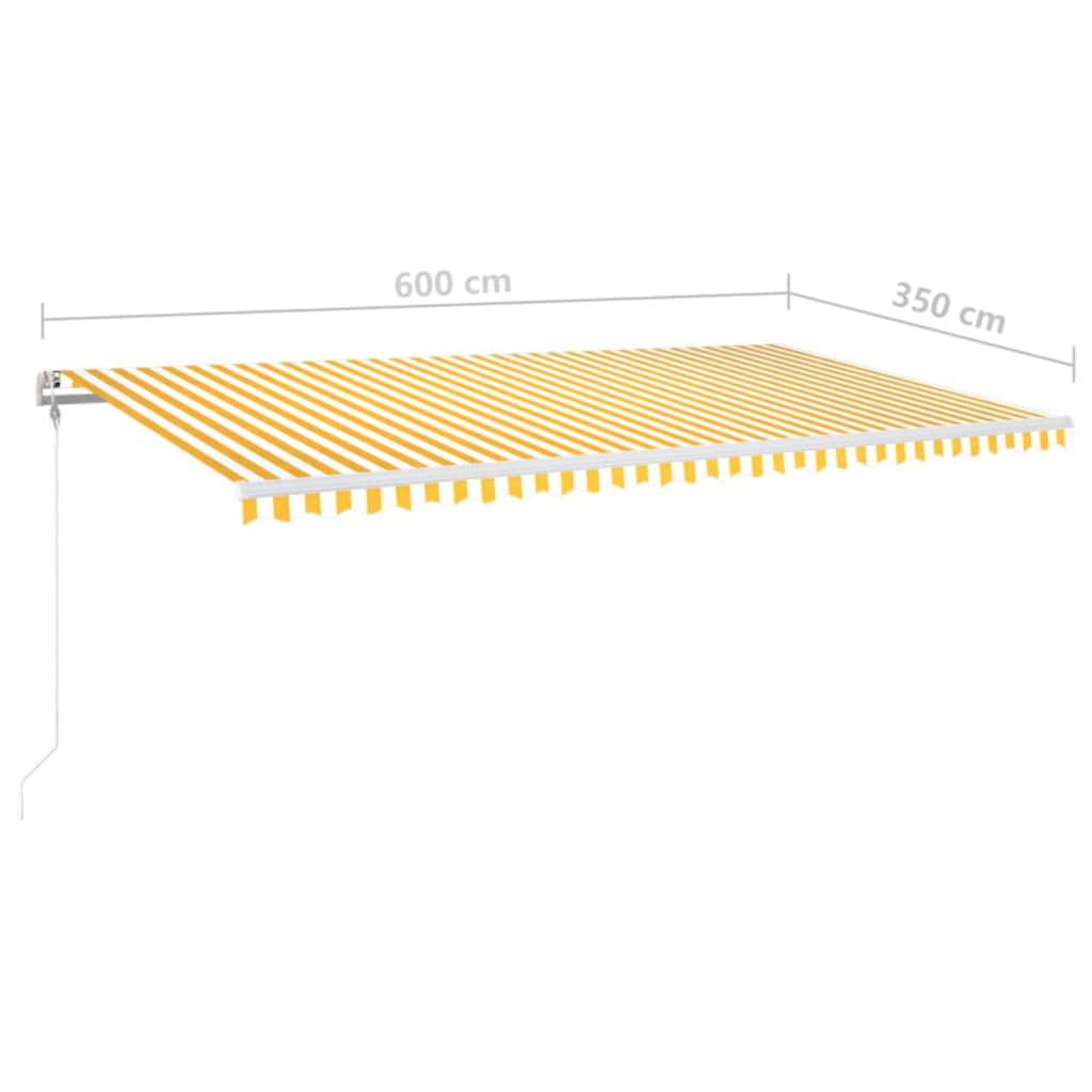 vidaXL Automatická markýza LED a senzor větru 600 x 350 cm žlutá/bílá