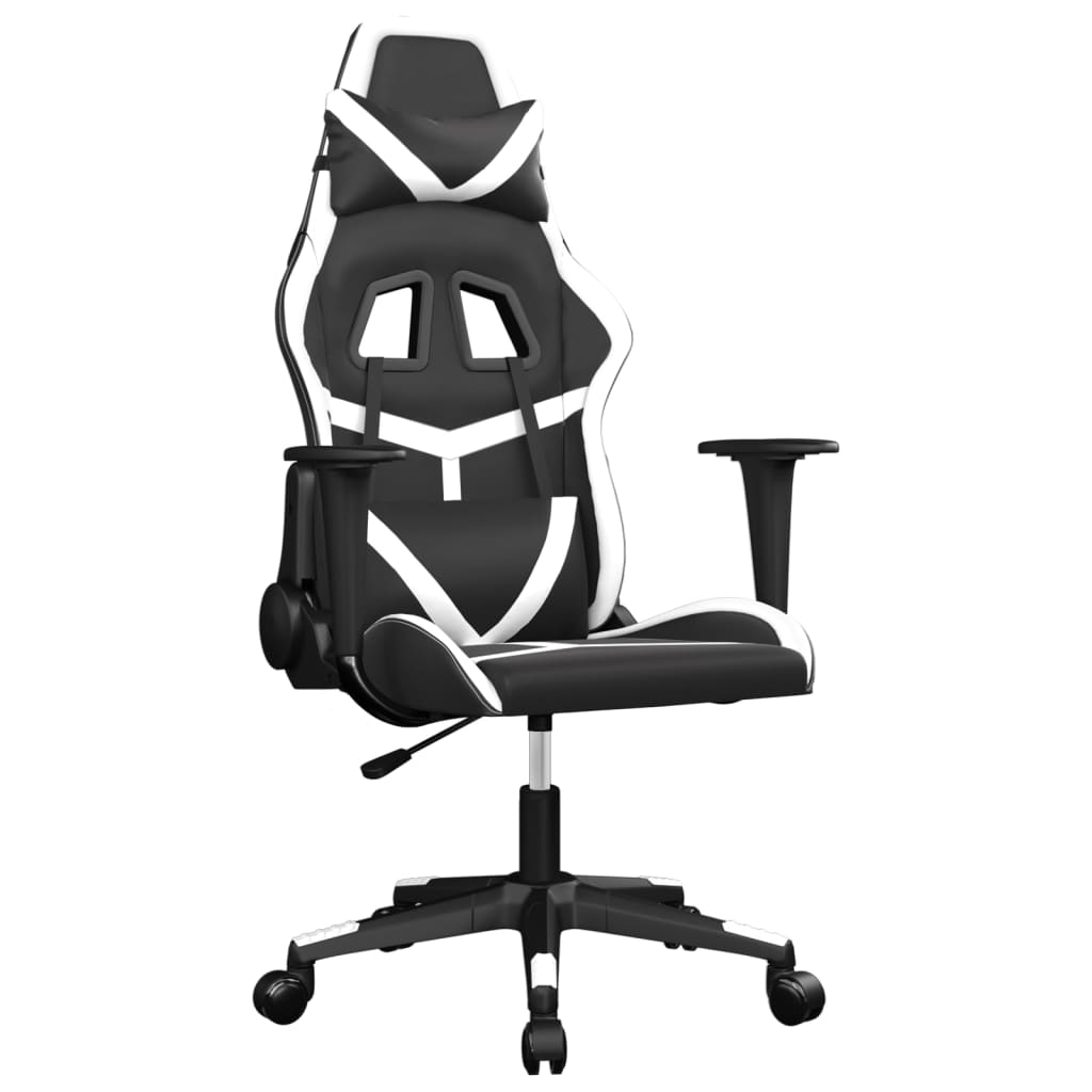 vidaXL Masážní herní židle černá a bílá umělá kůže