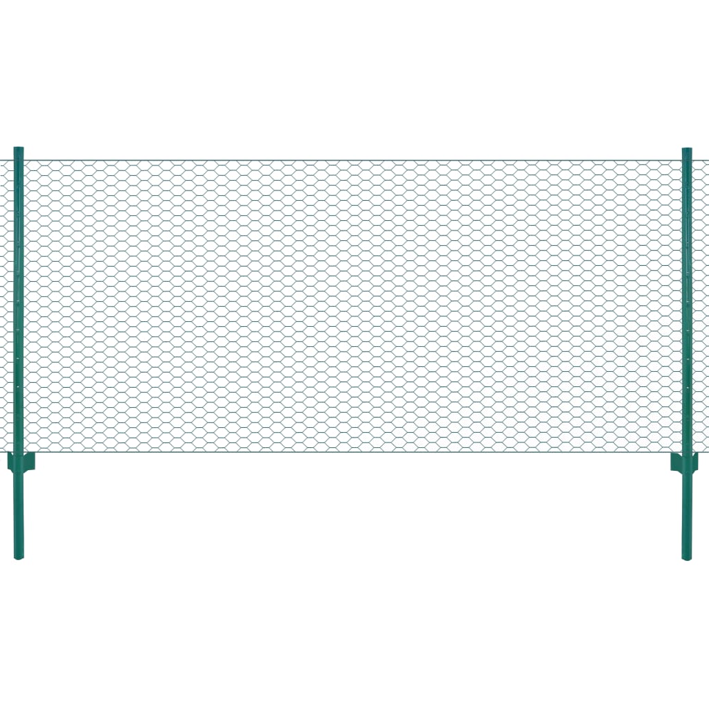 vidaXL Drátěný plot se sloupky ocel 25 x 0,75 m zelený