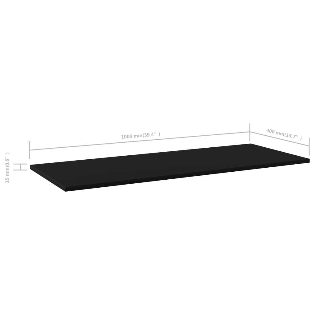 vidaXL Přídavné police 4 ks černé 100 x 40 x 1,5 cm dřevotříska