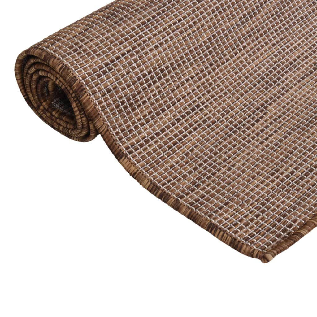 vidaXL Venkovní hladce tkaný koberec 80x150 cm hnědá